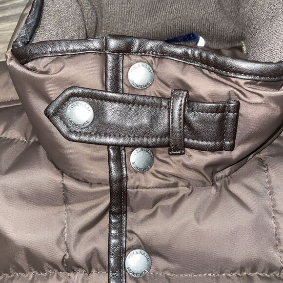 Cole Haan Signature Men’s XXL Quilted Jacket Brown Snap Zip Belted Collar Coat - Picture 7 of 13